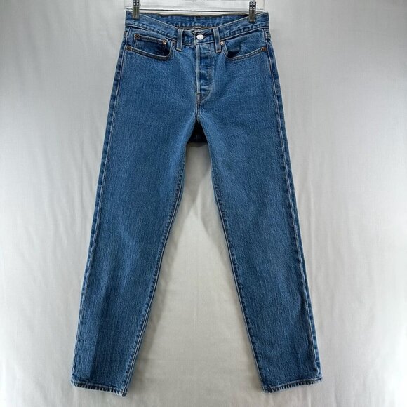 Levi's Jeans Womens Size 27 Button Fly Skinny Ankle Medium Washed Denim Blue - Picture 1 of 11